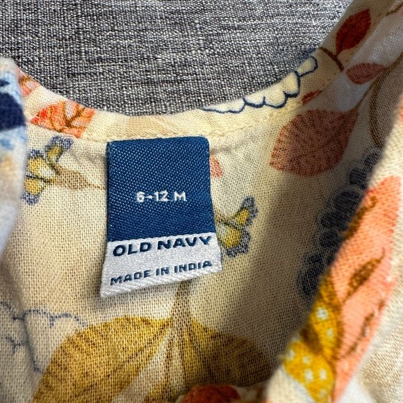 OLD NAVY cotton/rayon romper - cream w/ floral print - 12 mo - Picture 5 of 5